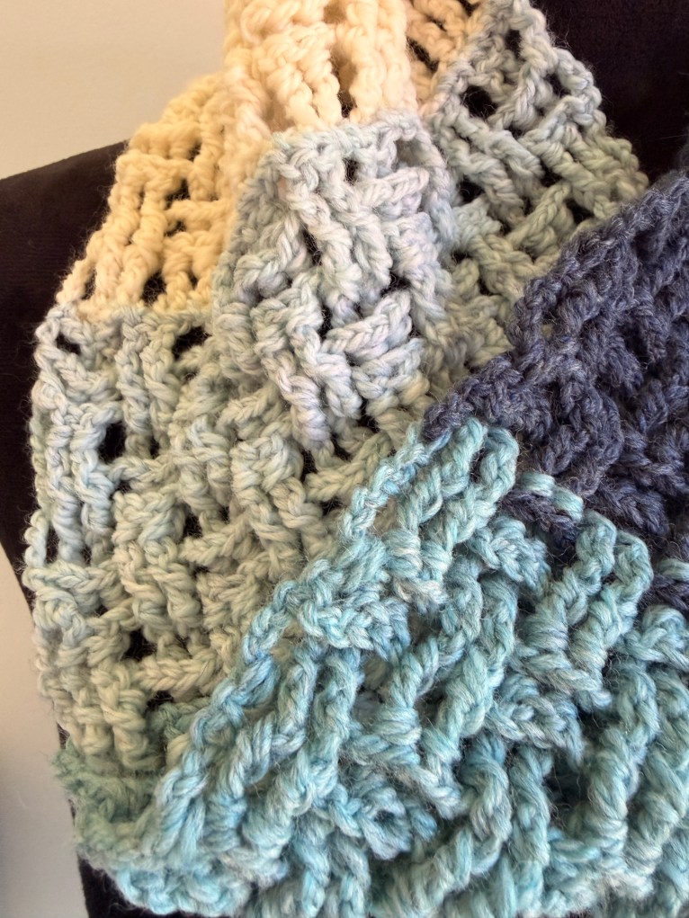 Driftwood, close-up detail of the crochet lace