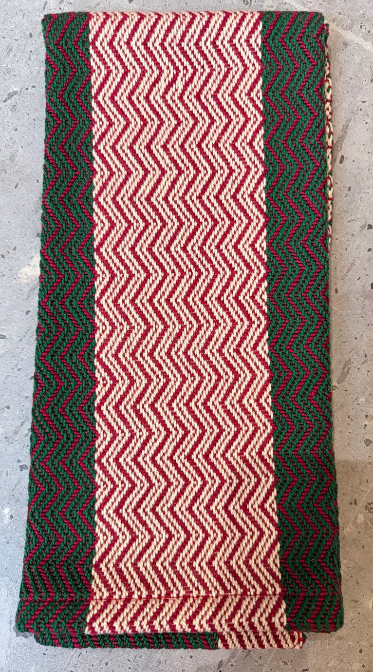 Yuletide Twill, handwoven cotton hand towel, primary view