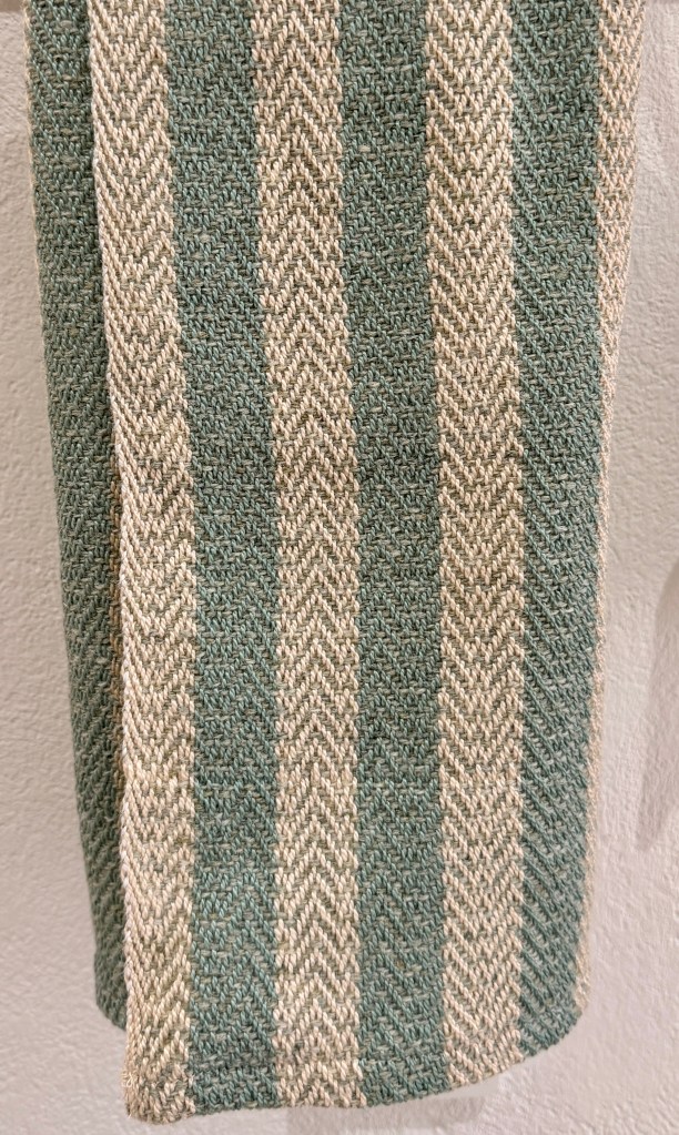 Prairie Pine, handwoven hand towel with cotton warp and wool weft, primary view